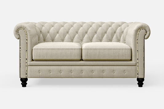 Aversa 2 Seater Sofa Cream Linen Fabric