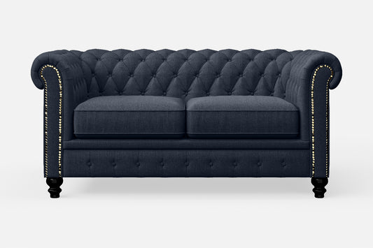 Aversa 2 Seater Sofa Dark Blue Linen Fabric