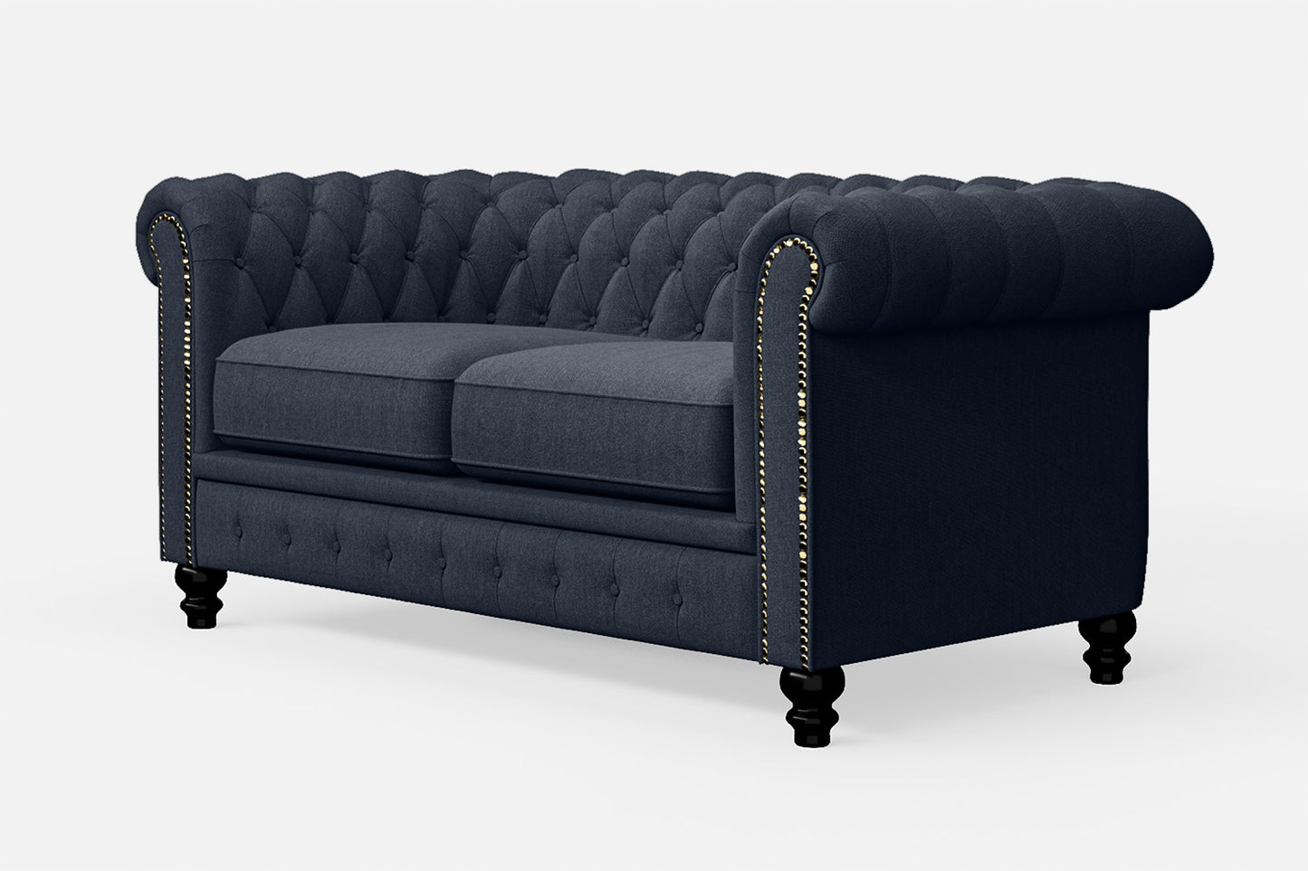 Aversa 2 Seater Sofa Dark Blue Linen Fabric