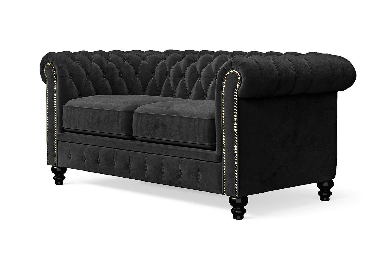 Aversa 2 Seater Sofa Black Velvet