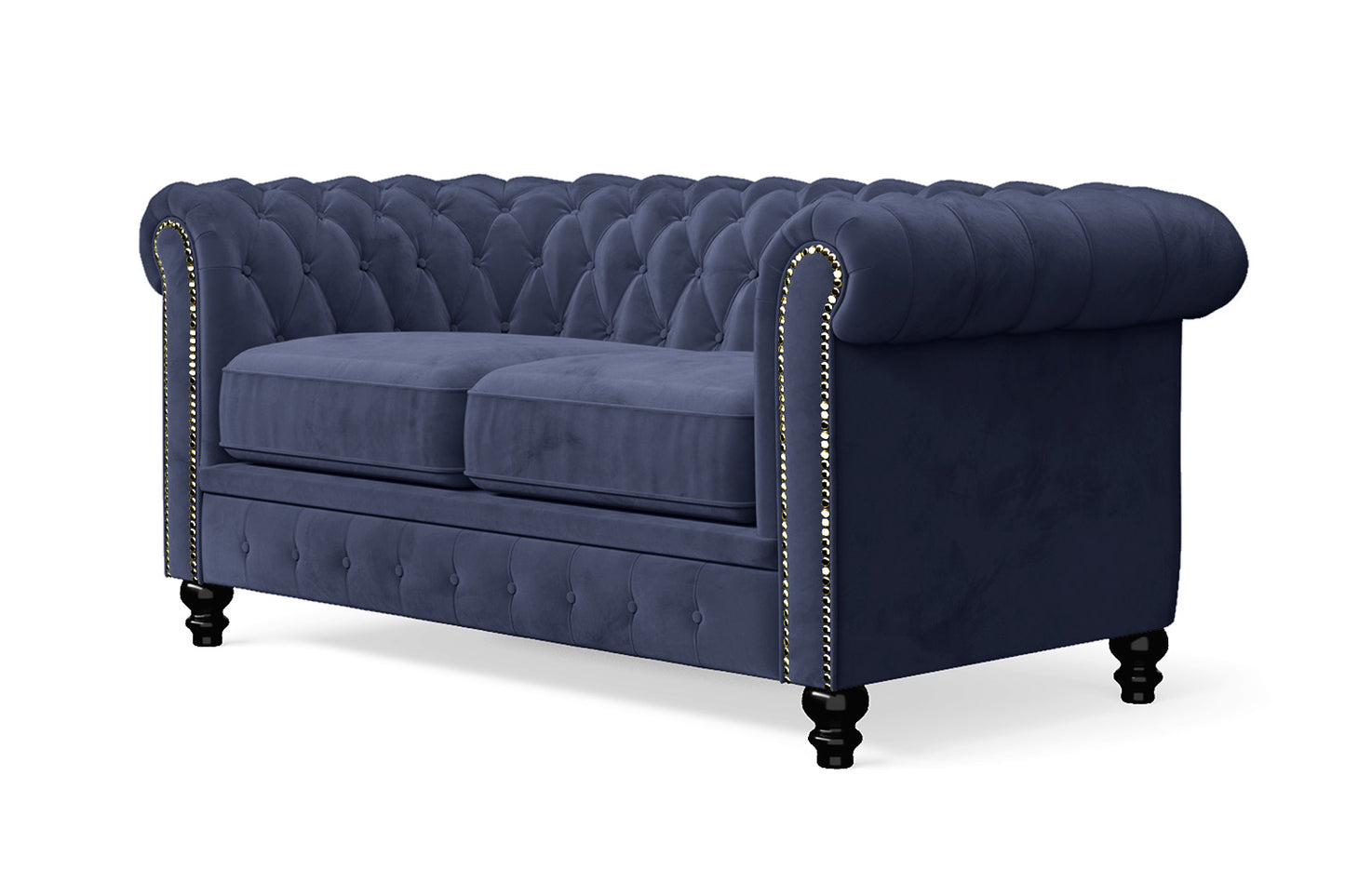 Aversa 2 Seater Sofa Dark Blue Velvet