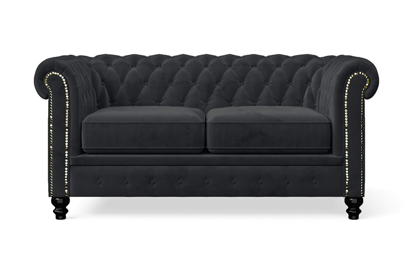 Aversa 2 Seater Sofa Dark Grey Velvet