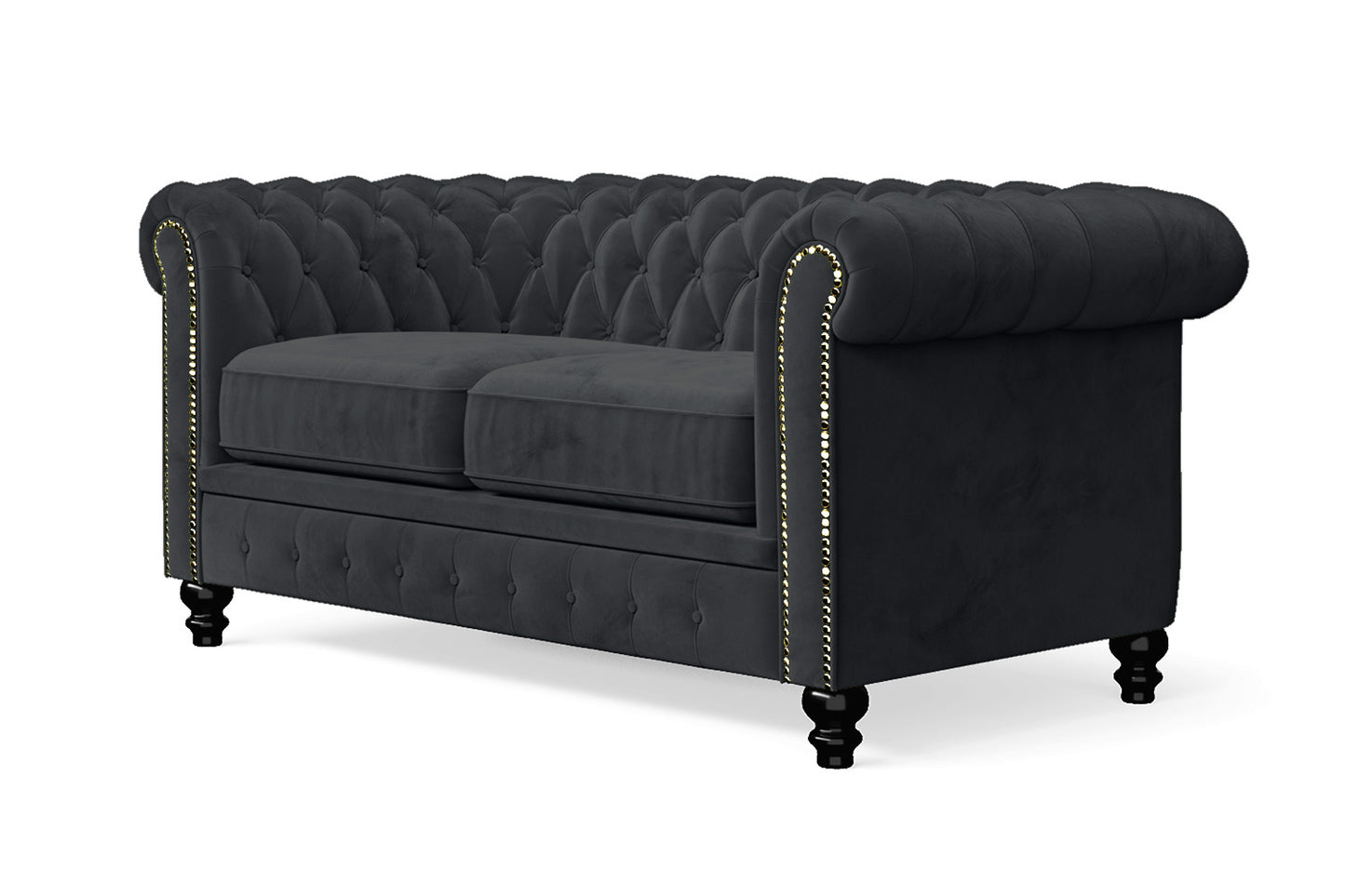 Aversa 2 Seater Sofa Dark Grey Velvet