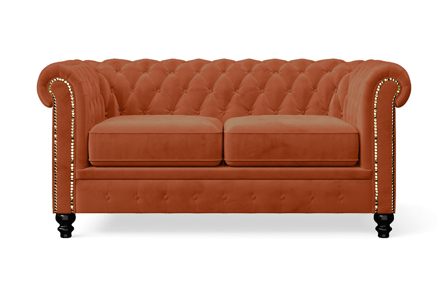 Aversa 2 Seater Sofa Orange Velvet