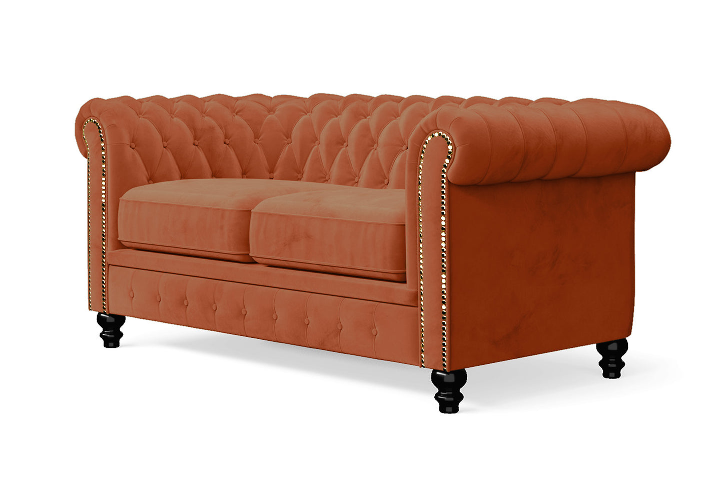 Aversa 2 Seater Sofa Orange Velvet