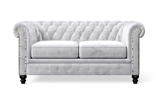 Aversa 2 Seater Sofa Silver Velvet