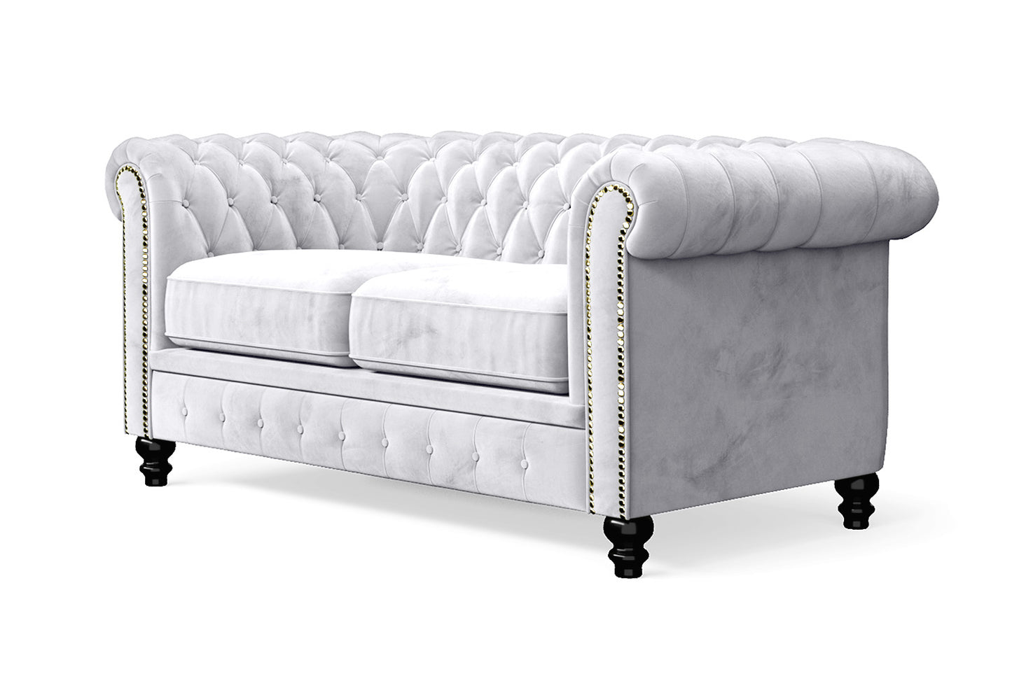 Aversa 2 Seater Sofa Silver Velvet