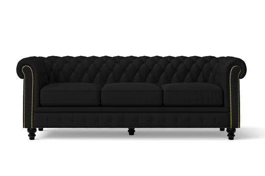 Aversa 3 Seater Sofa Black Leather