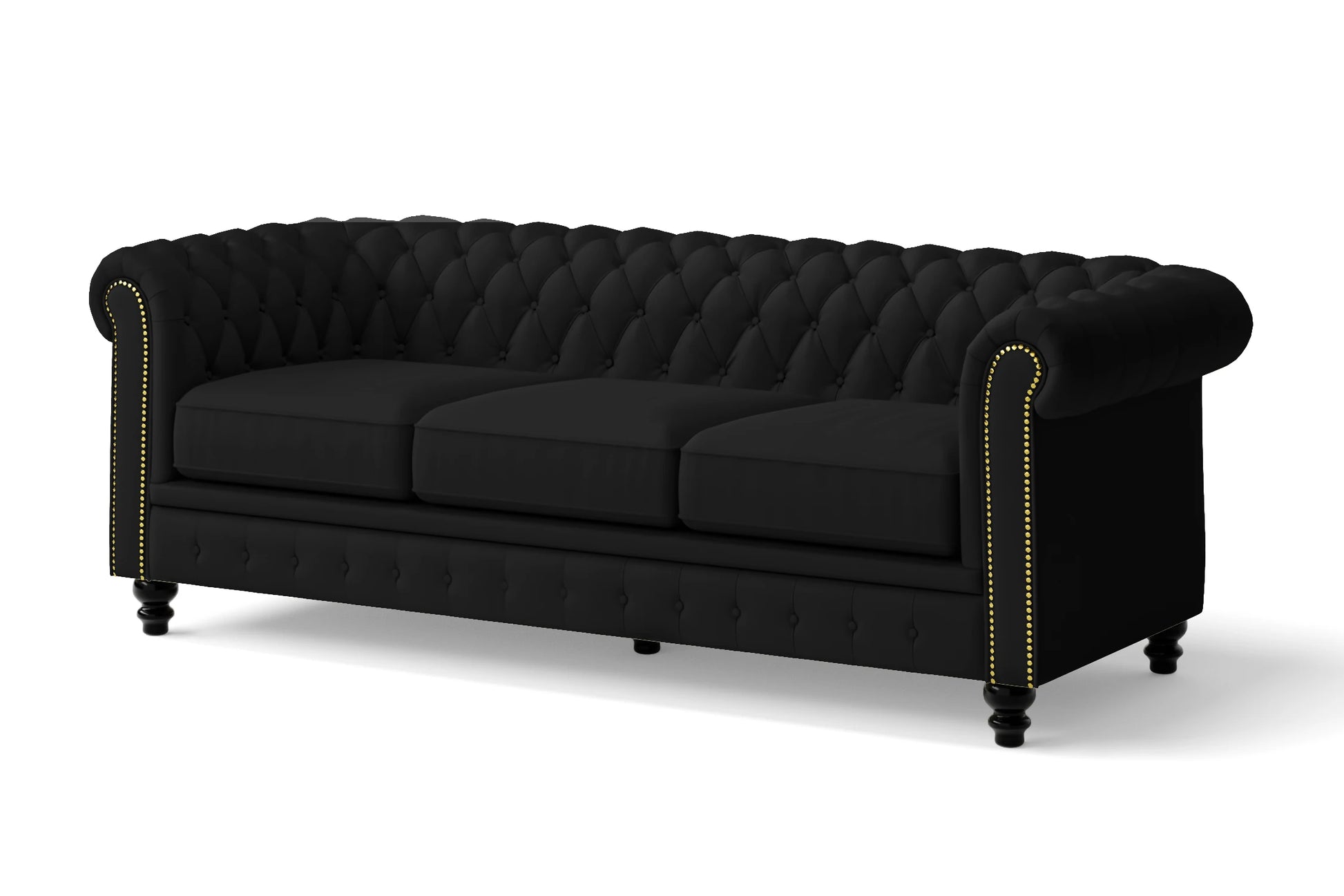 Aversa 3 Seater Sofa Black Leather