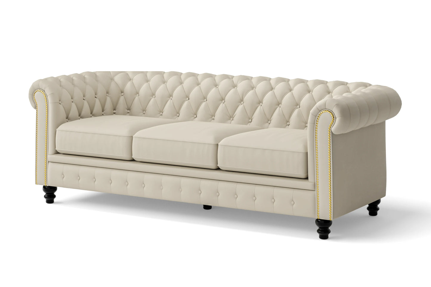 Aversa 3 Seater Sofa Cream Leather