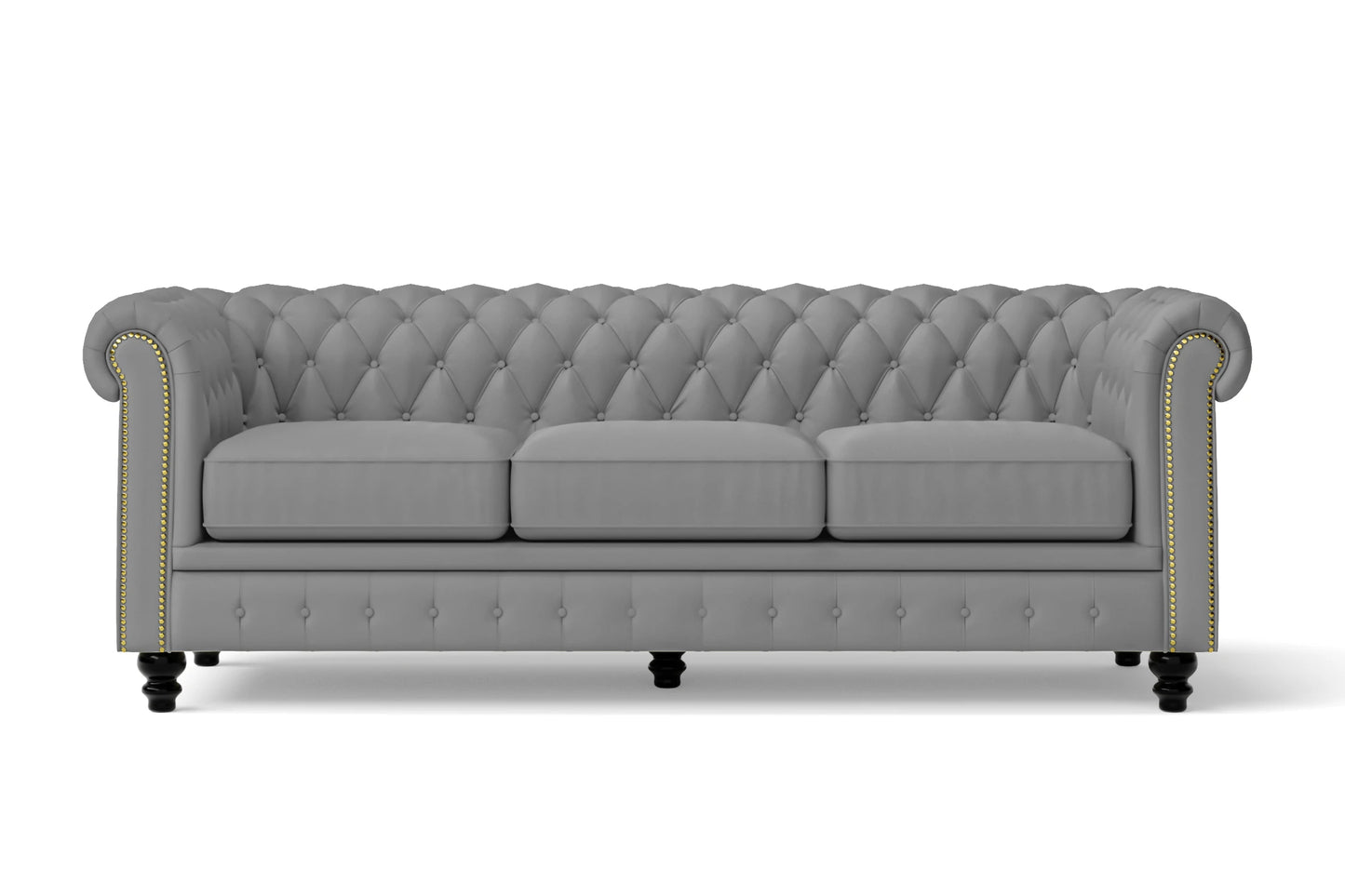 Aversa 3 Seater Sofa Grey Leather