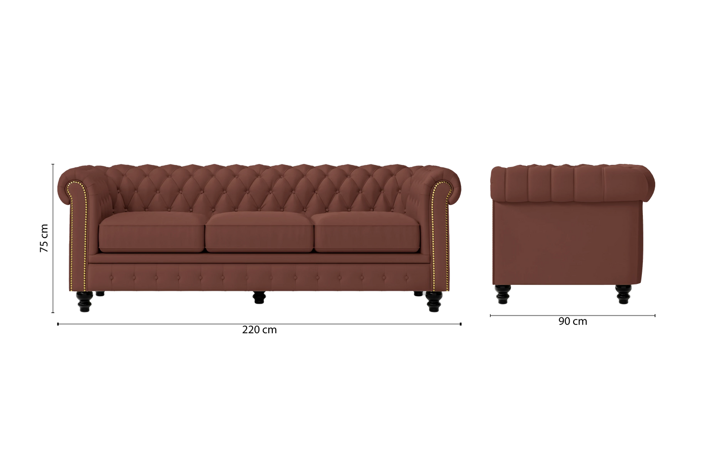 Aversa 3 Seater Sofa Mauve Leather