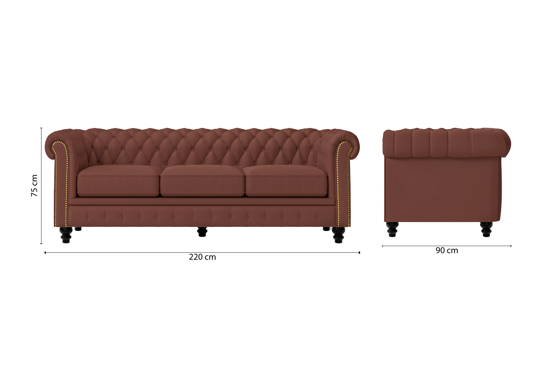 Aversa 3 Seater Sofa Mauve Leather