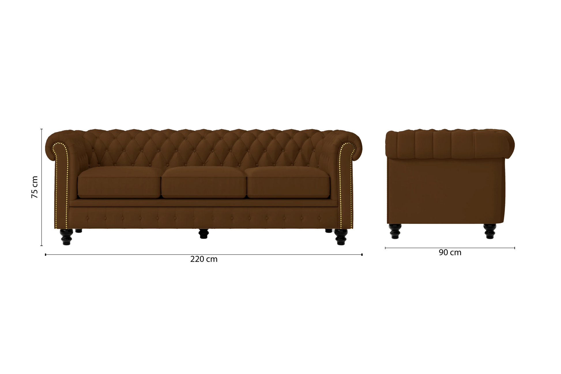 Aversa 3 Seater Sofa Walnut Brown Leather