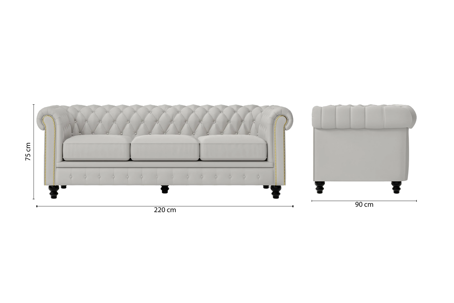 Aversa 3 Seater Sofa White Leather