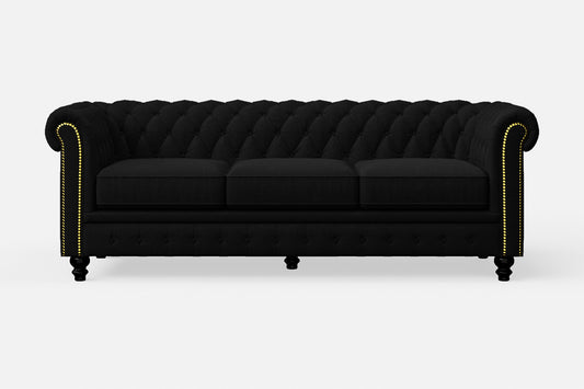 Aversa 3 Seater Sofa Black Linen Fabric