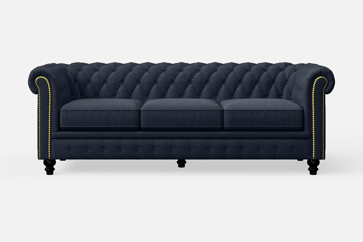 Aversa 3 Seater Sofa Dark Blue Linen Fabric