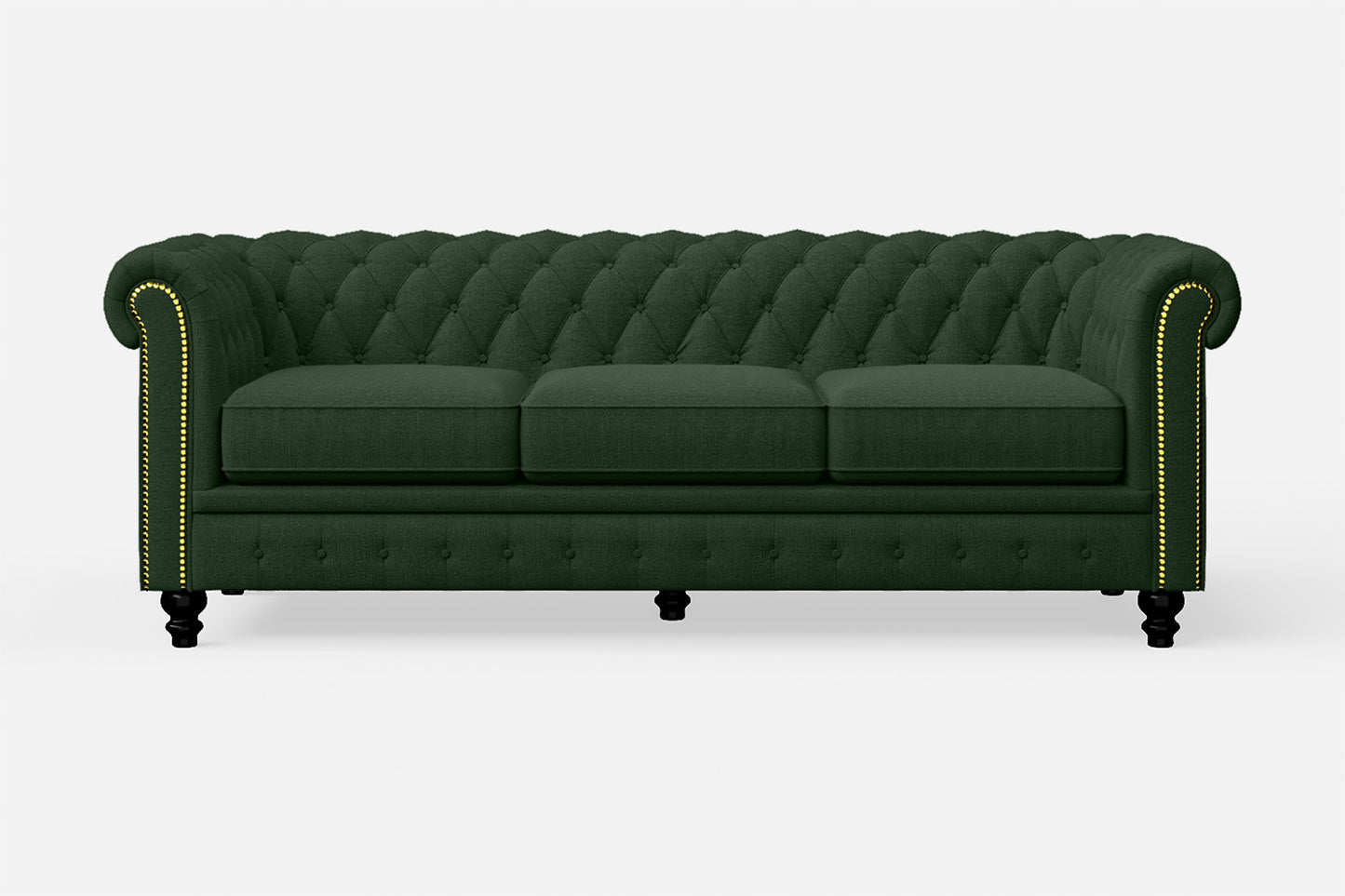 Aversa 3 Seater Sofa Forest Green Linen Fabric