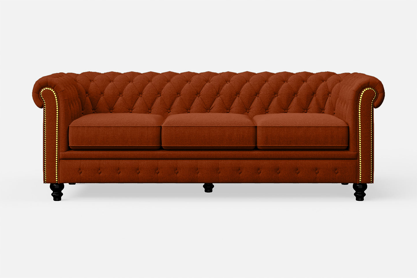 Aversa 3 Seater Sofa Orange Linen Fabric