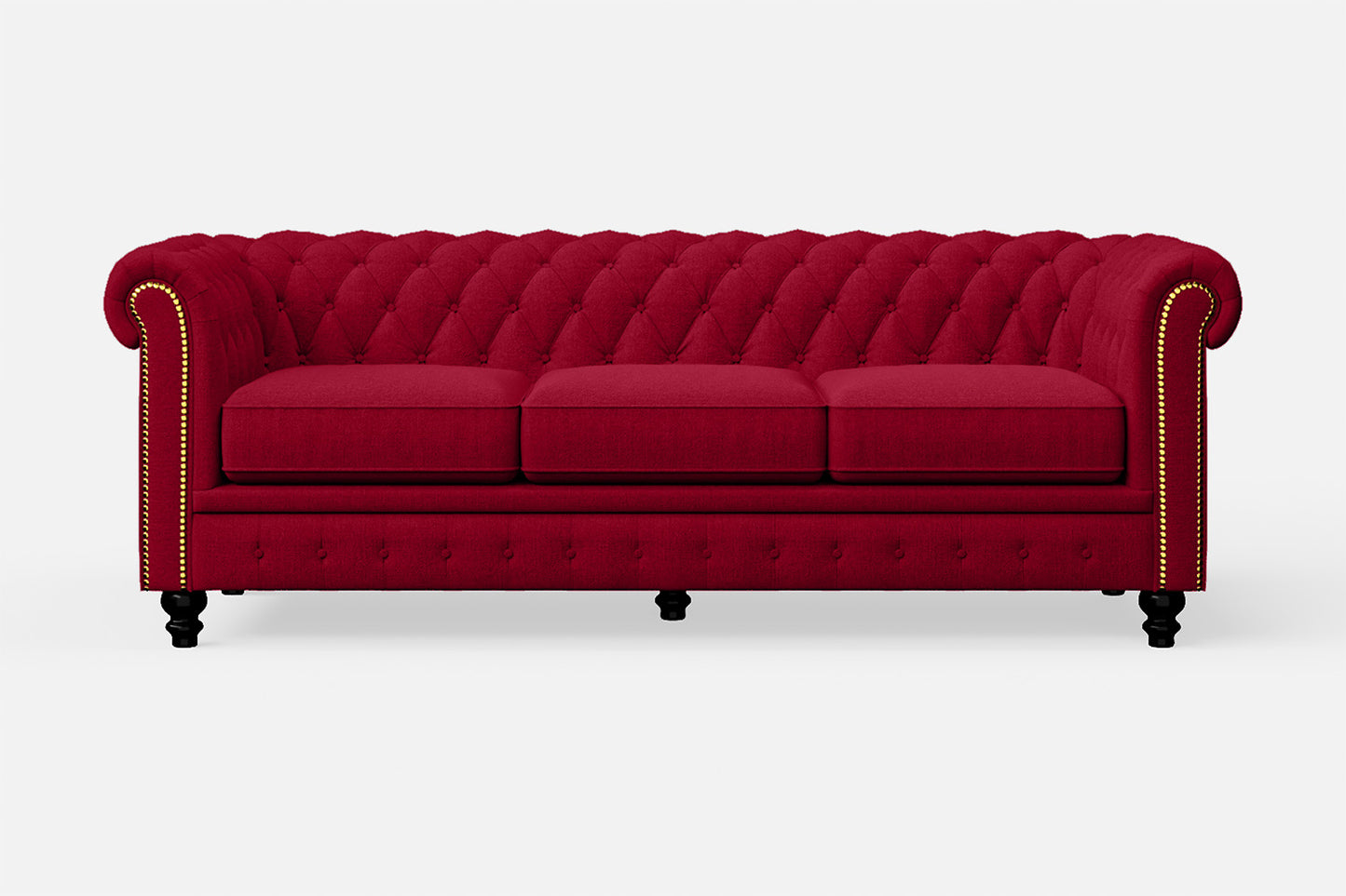 Aversa 3 Seater Sofa Red Linen Fabric