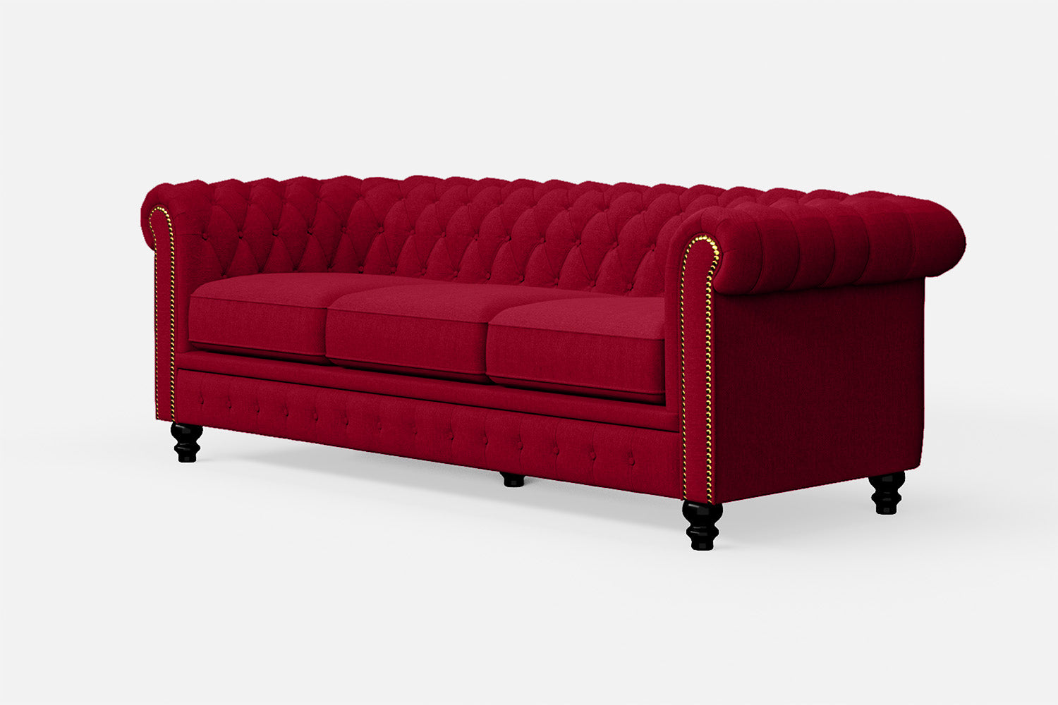 Aversa 3 Seater Sofa Red Linen Fabric