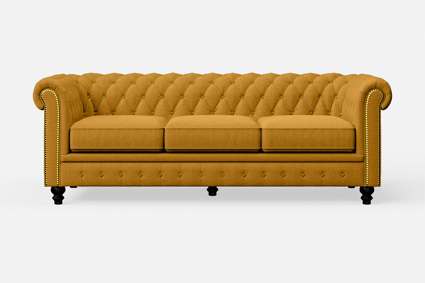 Aversa 3 Seater Sofa Yellow Linen Fabric