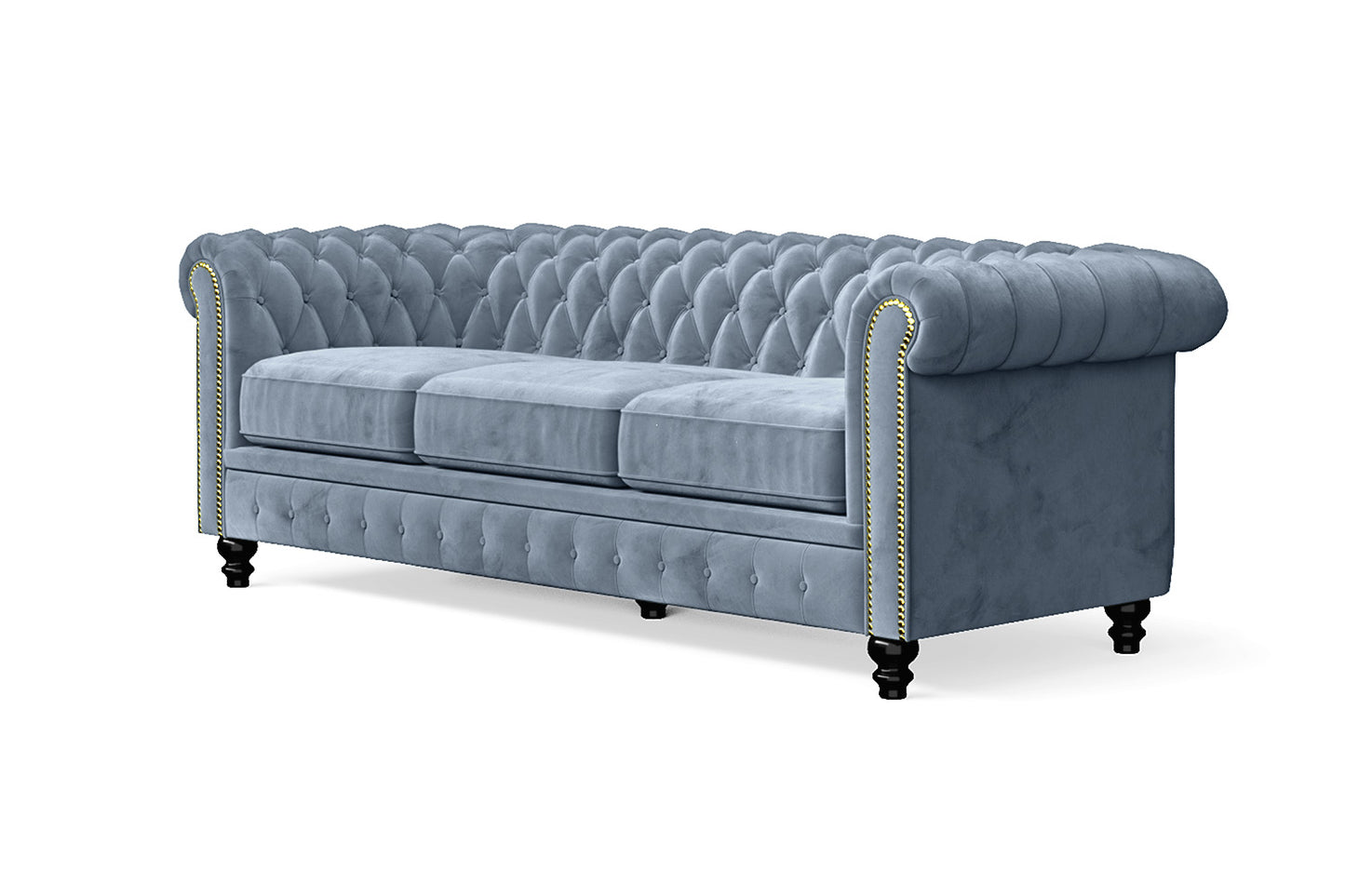 Aversa 3 Seater Sofa Baby Blue Velvet