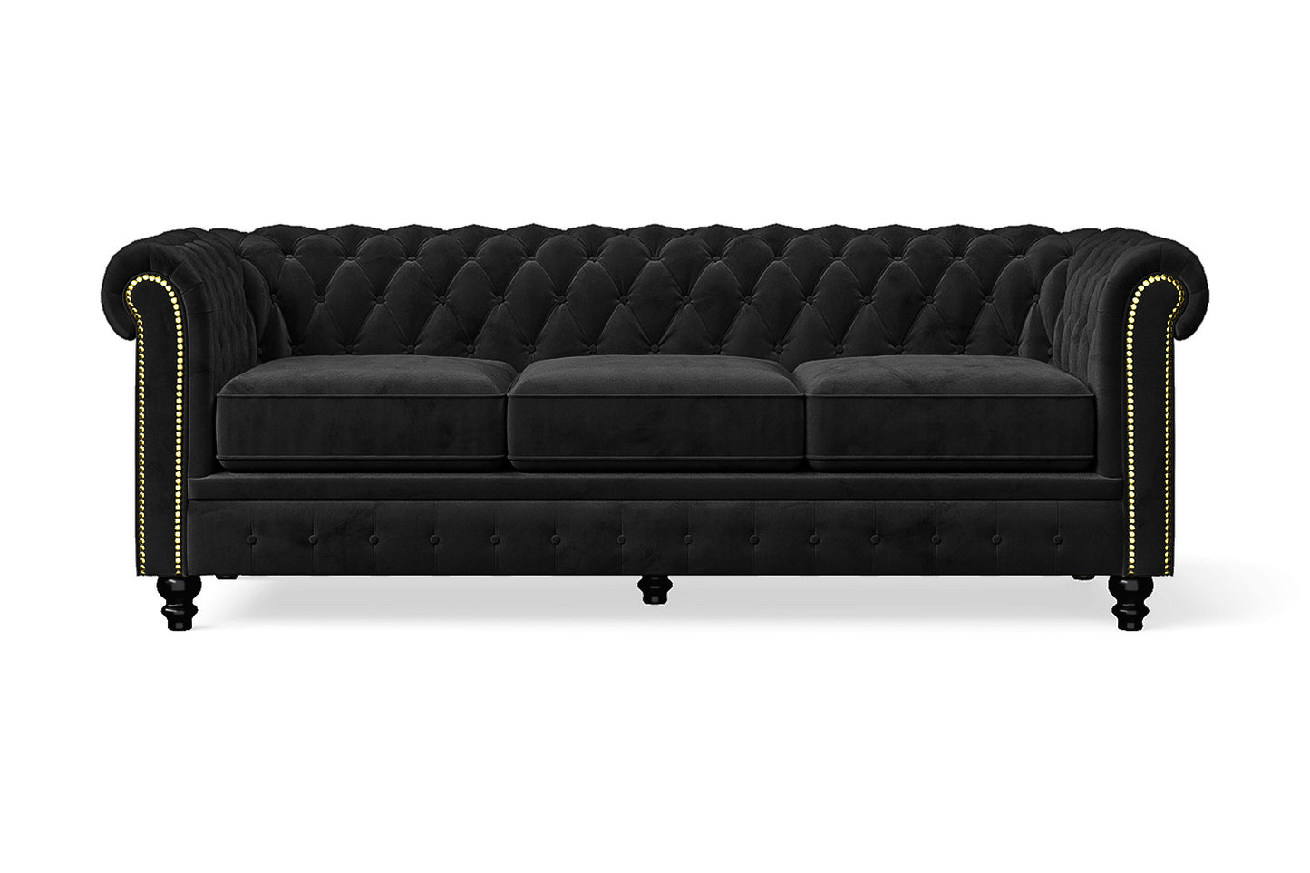 Aversa 3 Seater Sofa Black Velvet