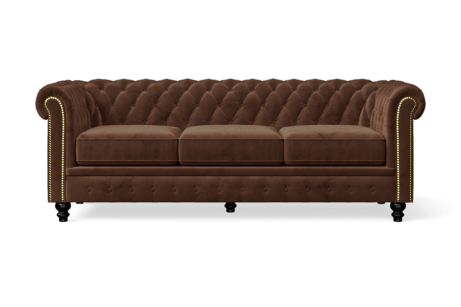 Aversa 3 Seater Sofa Coffee Brown Velvet