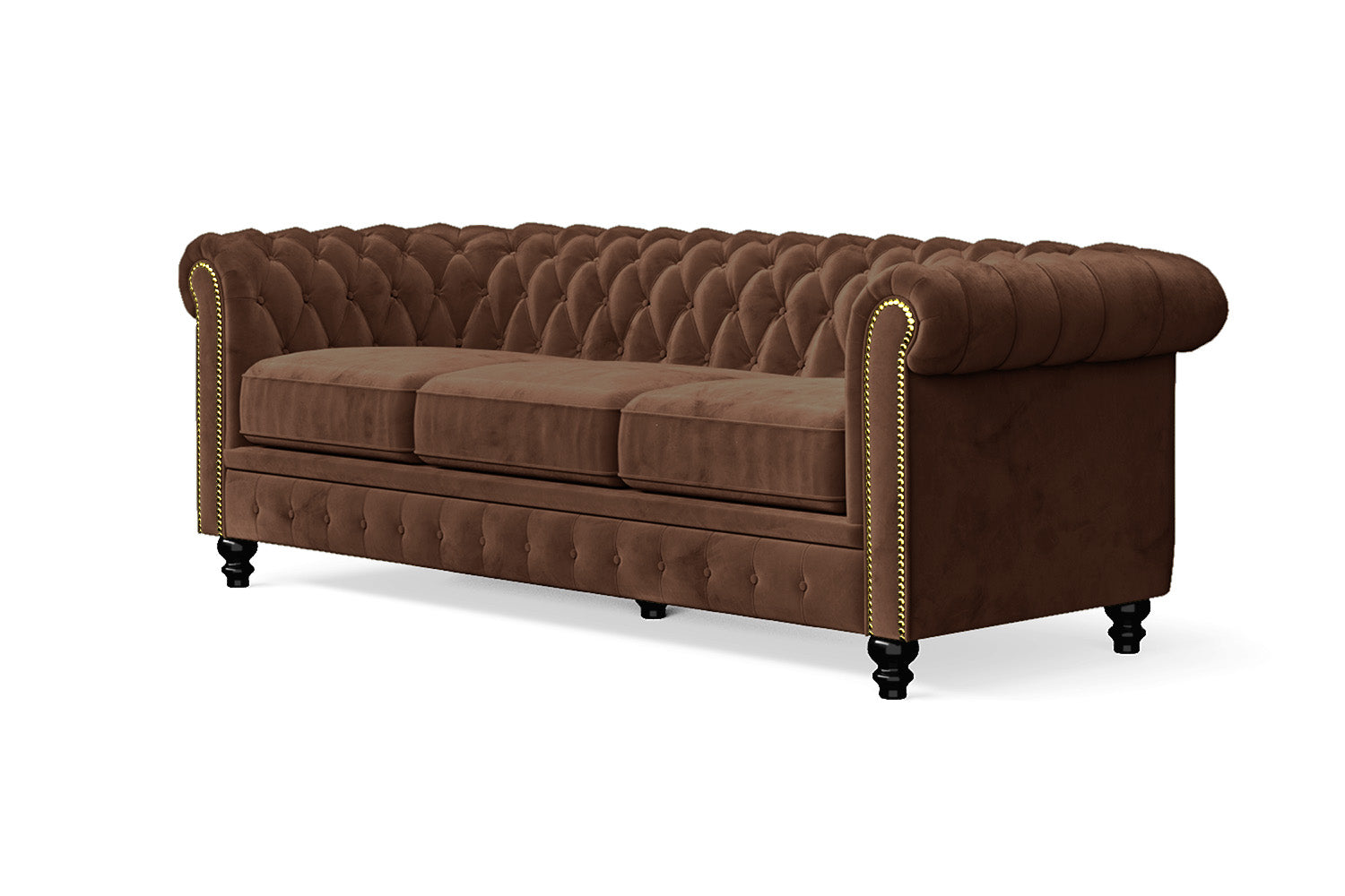 Aversa 3 Seater Sofa Coffee Brown Velvet