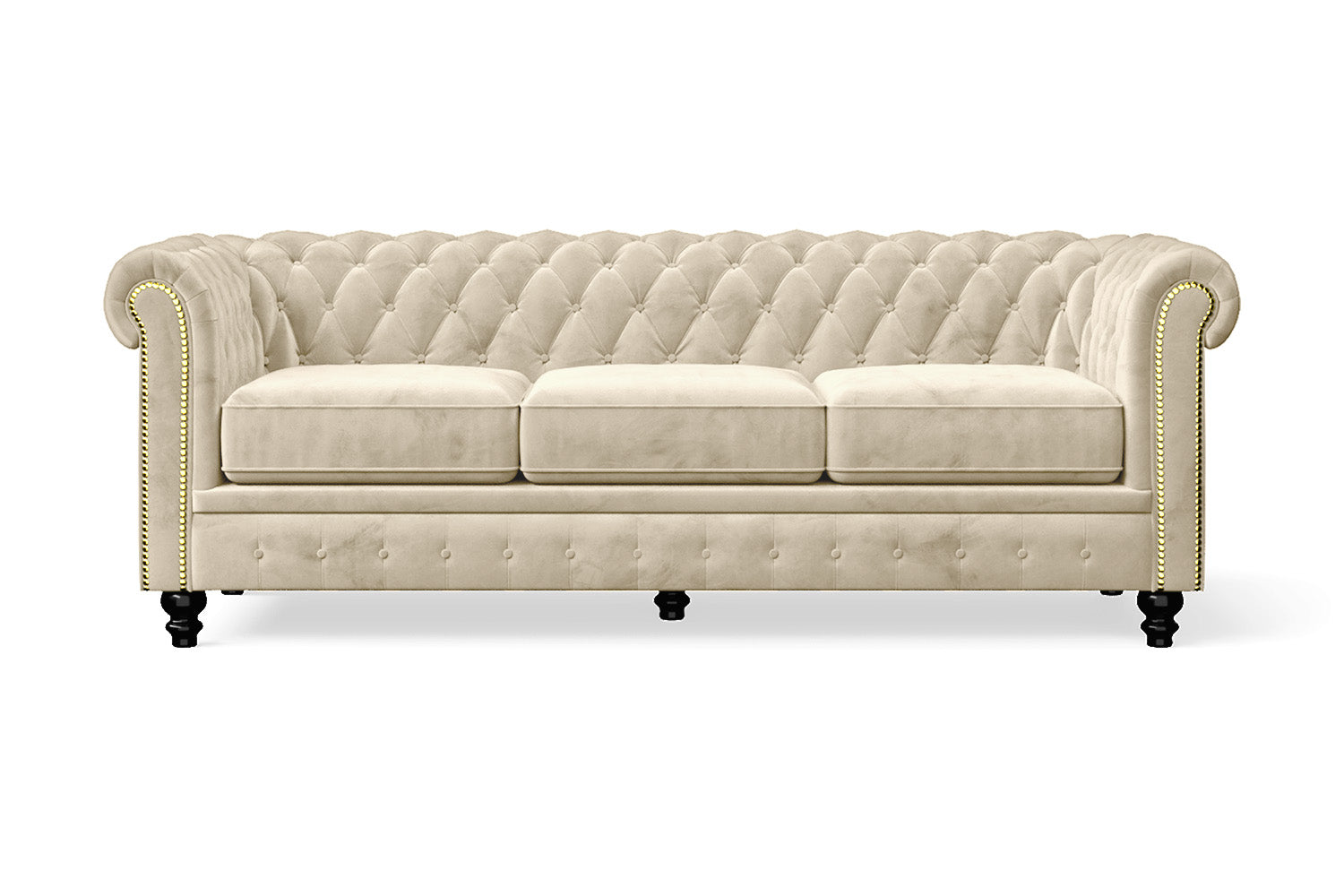 Aversa 3 Seater Sofa Cream Velvet