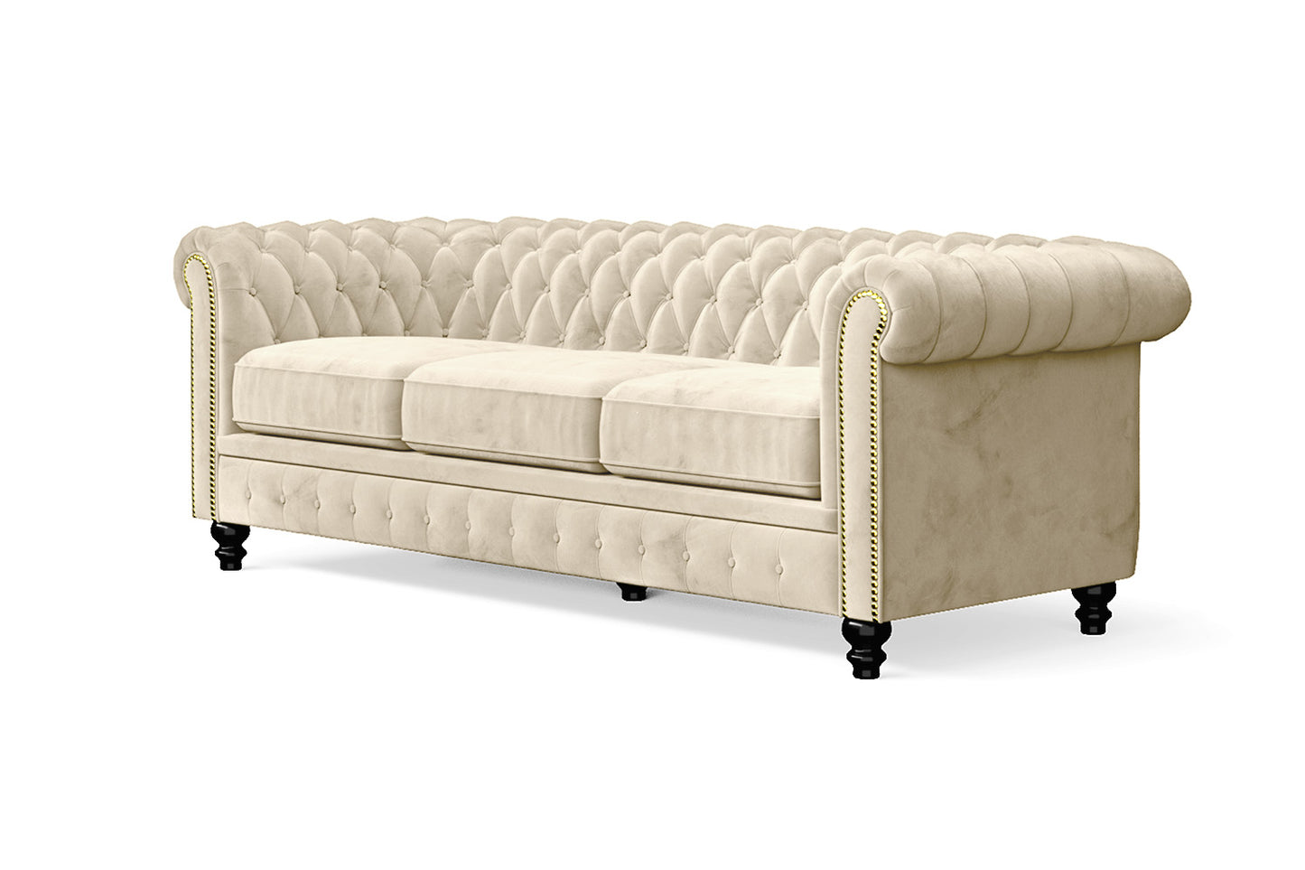 Aversa 3 Seater Sofa Cream Velvet