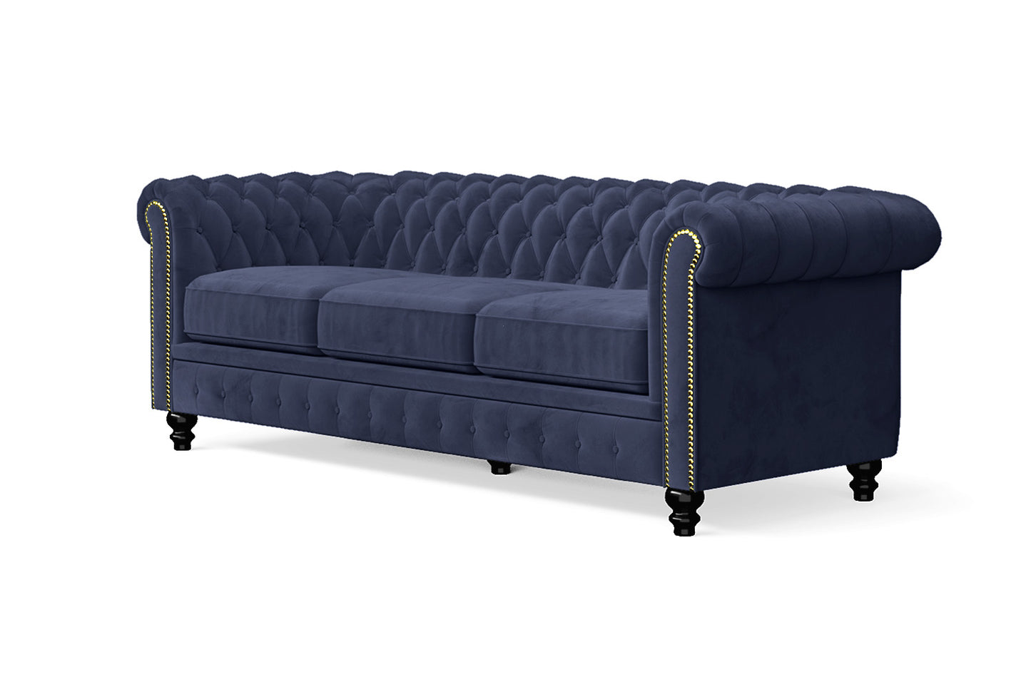 Aversa 3 Seater Sofa Dark Blue Velvet