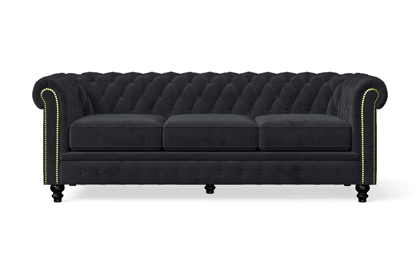 Aversa 3 Seater Sofa Dark Grey Velvet