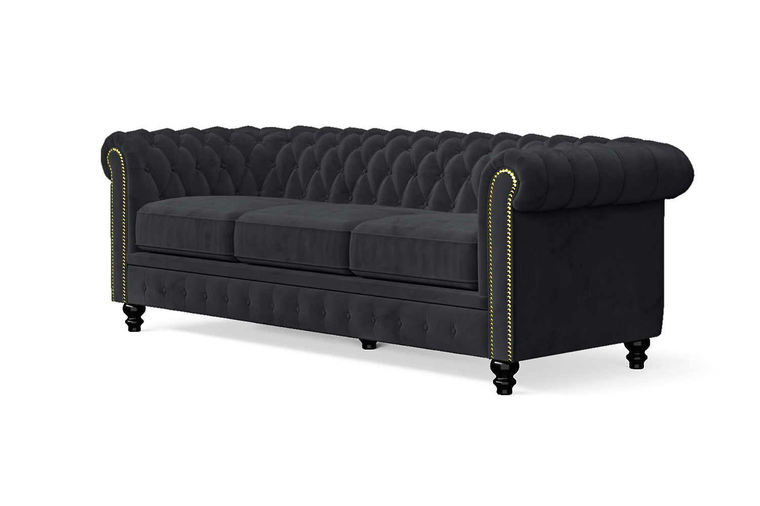 Aversa 3 Seater Sofa Dark Grey Velvet