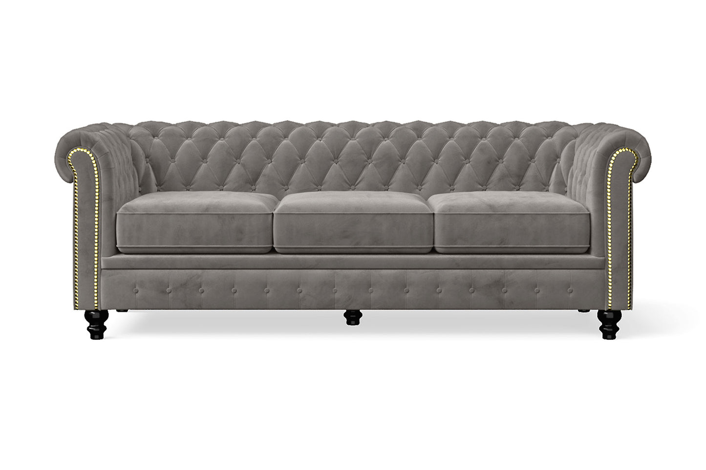 Aversa 3 Seater Sofa Grey Velvet