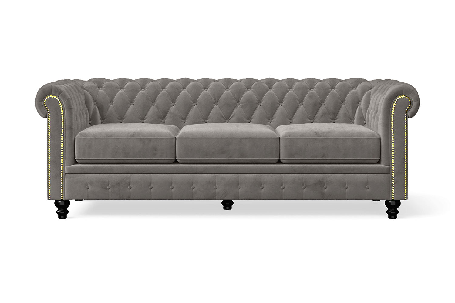 Aversa 3 Seater Sofa Grey Velvet