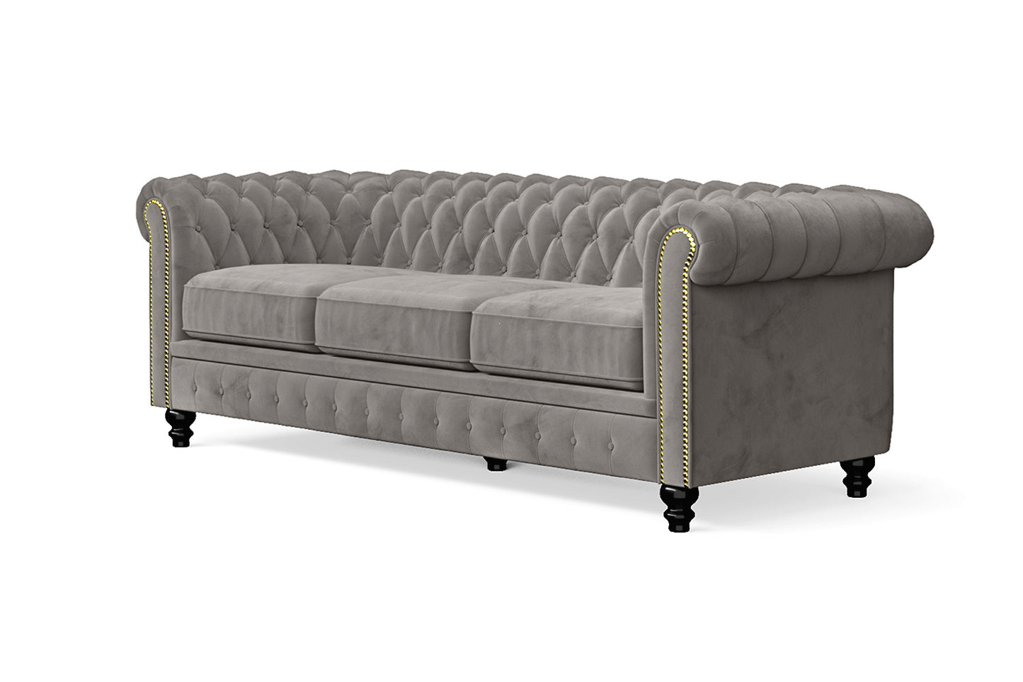 Aversa 3 Seater Sofa Grey Velvet