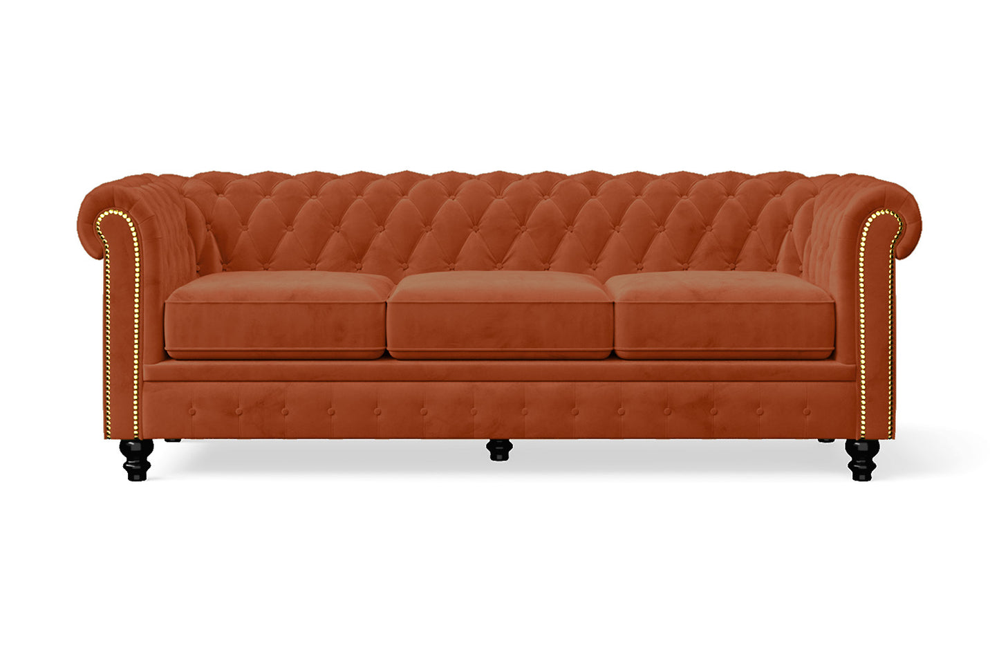 Aversa 3 Seater Sofa Orange Velvet