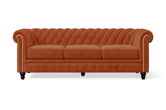 Aversa 3 Seater Sofa Orange Velvet