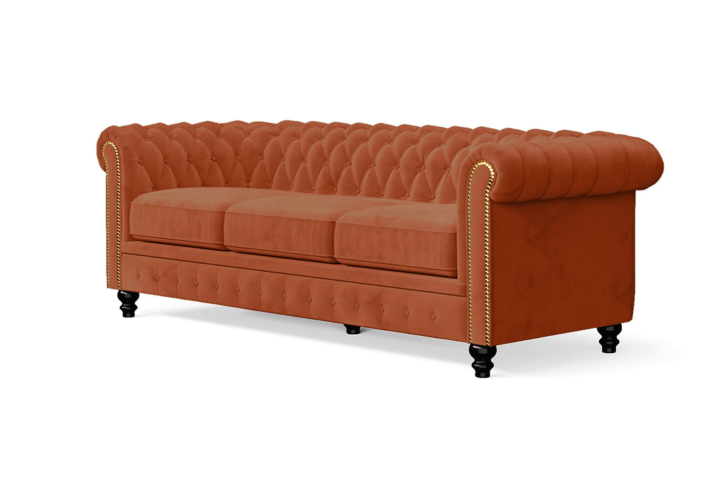 Aversa 3 Seater Sofa Orange Velvet