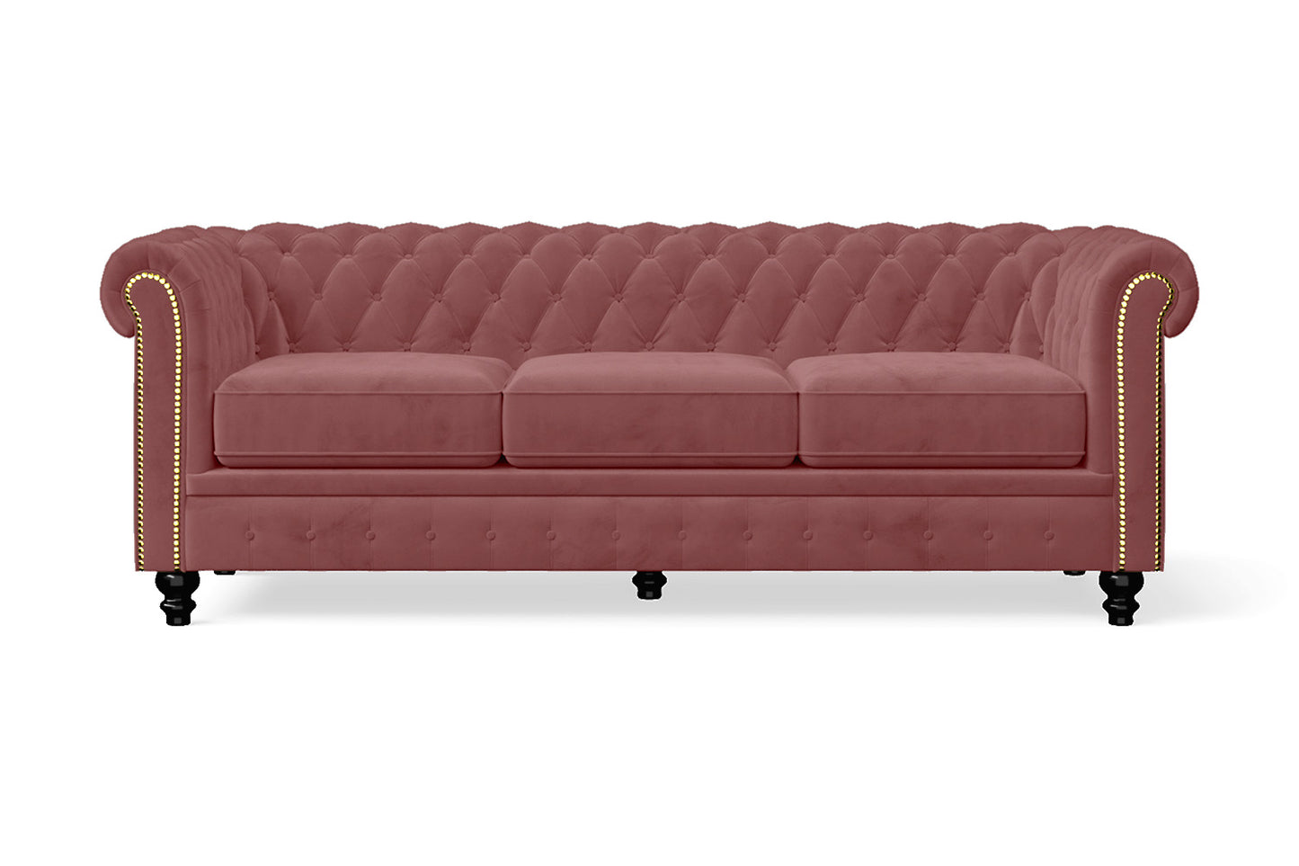 Aversa 3 Seater Sofa Pink Velvet