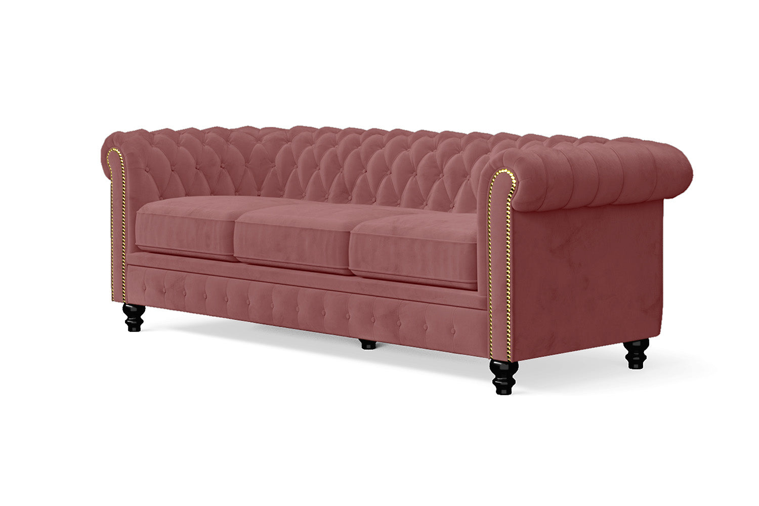 Aversa 3 Seater Sofa Pink Velvet