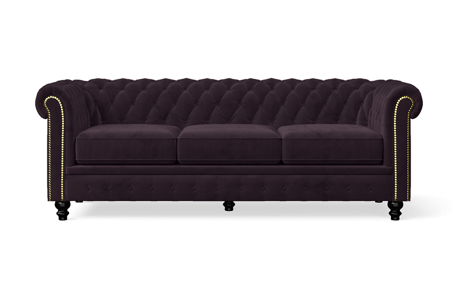 Aversa 3 Seater Sofa Purple Velvet