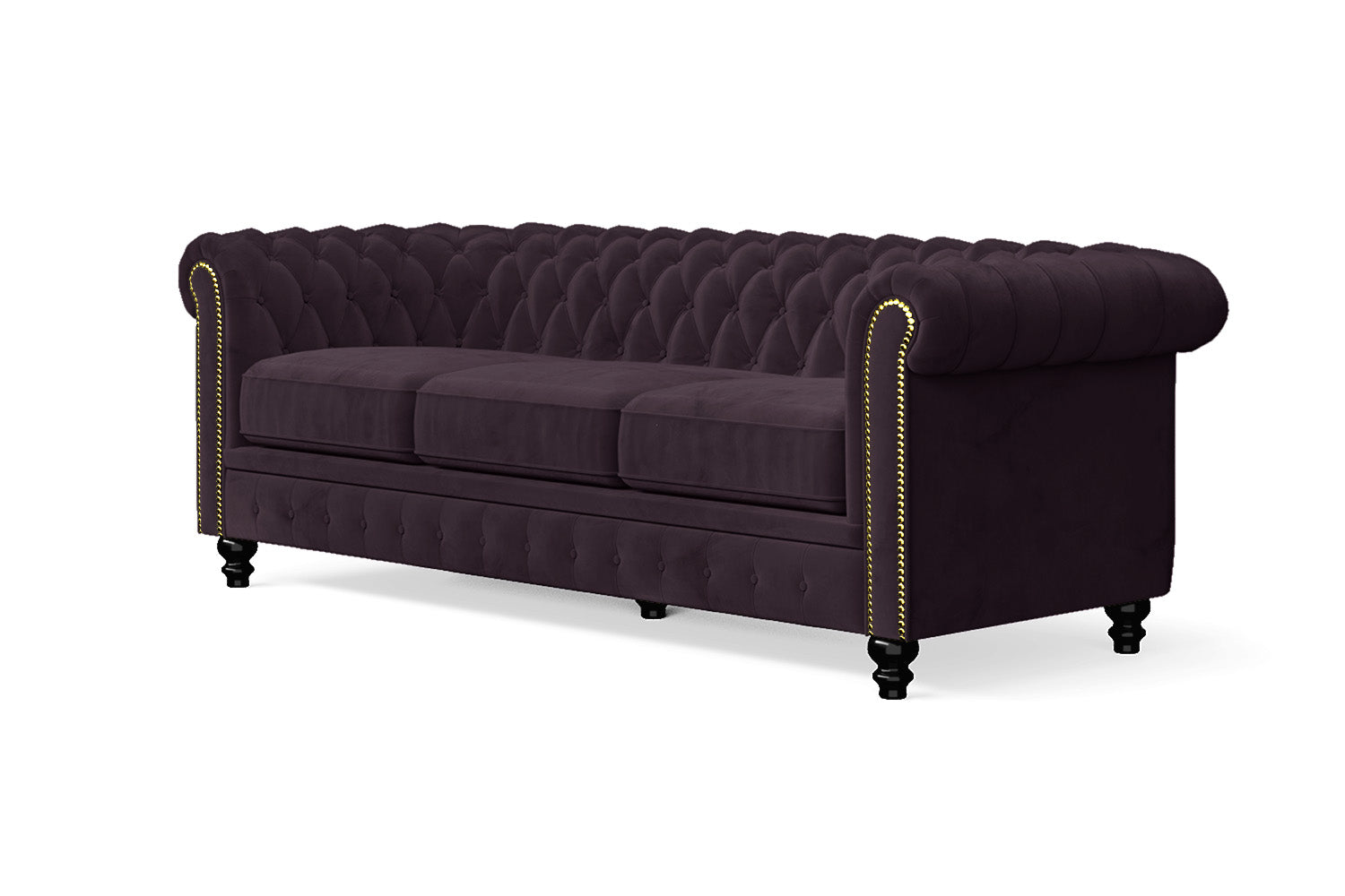 Aversa 3 Seater Sofa Purple Velvet