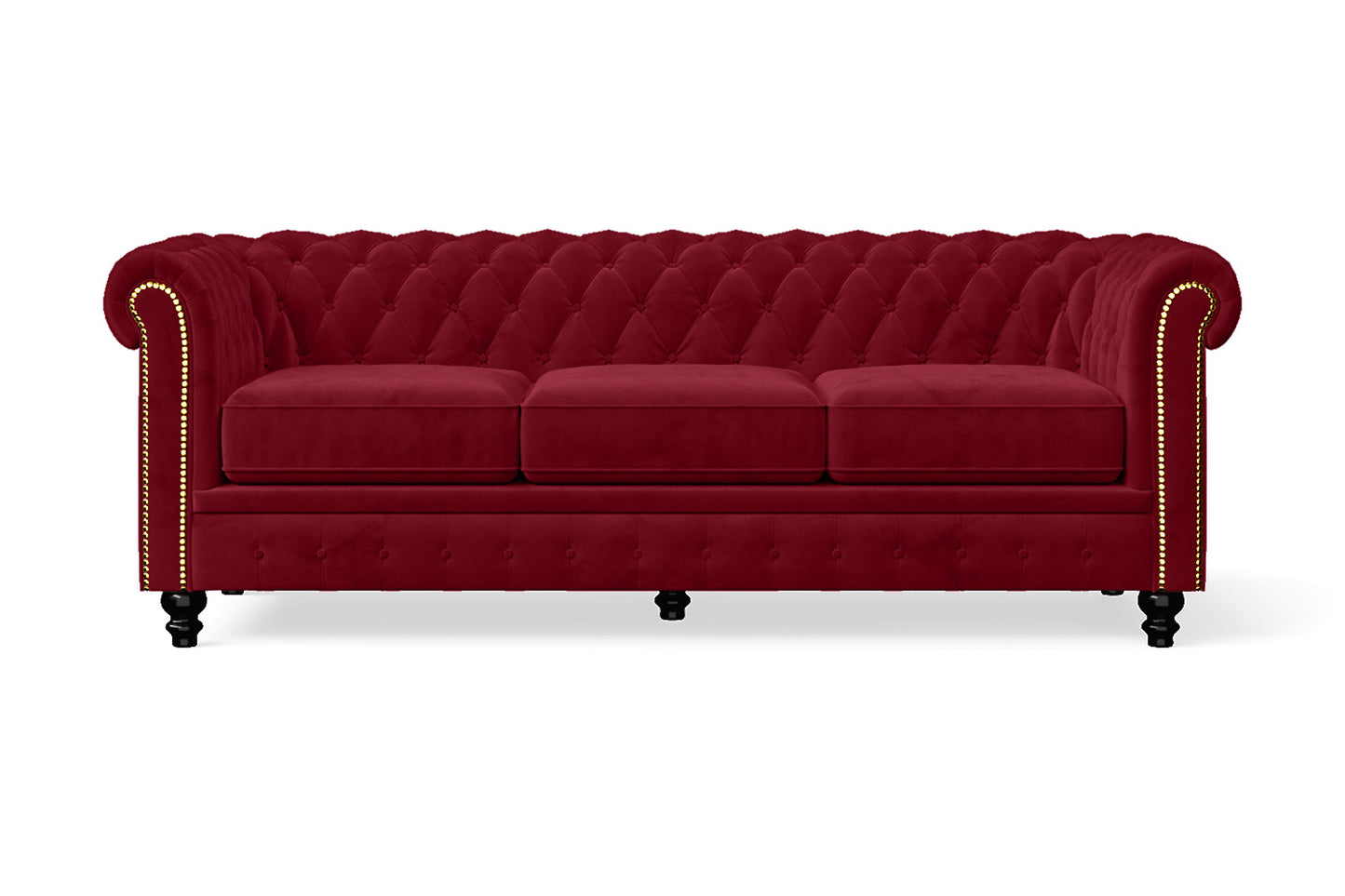 Aversa 3 Seater Sofa Red Velvet