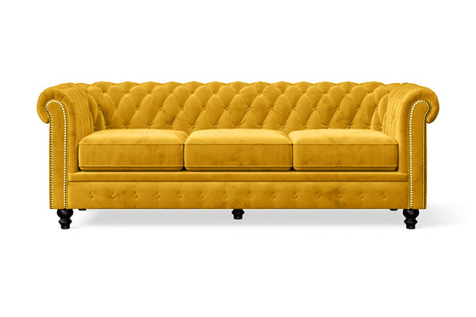 Aversa 3 Seater Sofa Yellow Velvet