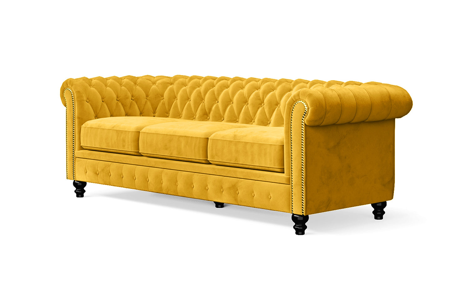 Aversa 3 Seater Sofa Yellow Velvet