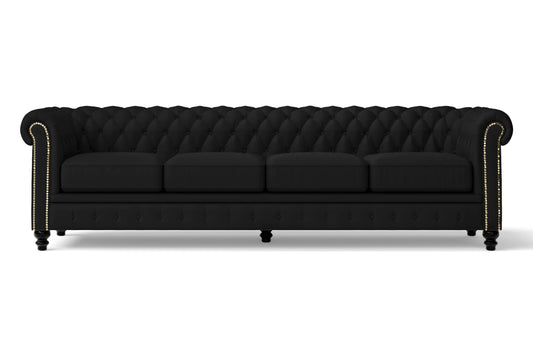 Aversa 4 Seater Sofa Black Leather