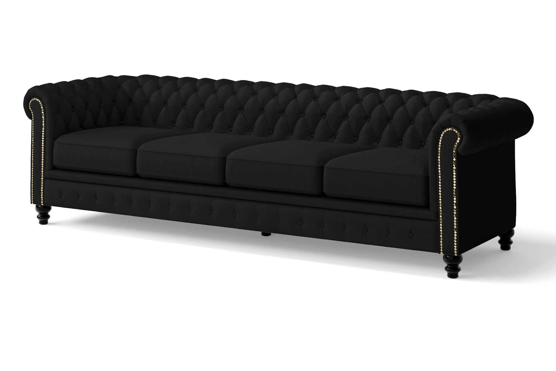 Aversa 4 Seater Sofa Black Leather